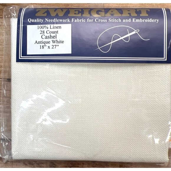 Zweigart Antique White 28 Count Cashel Linen Fabric 18" X 27" For Cross Stitch & - Picture 1 of 2